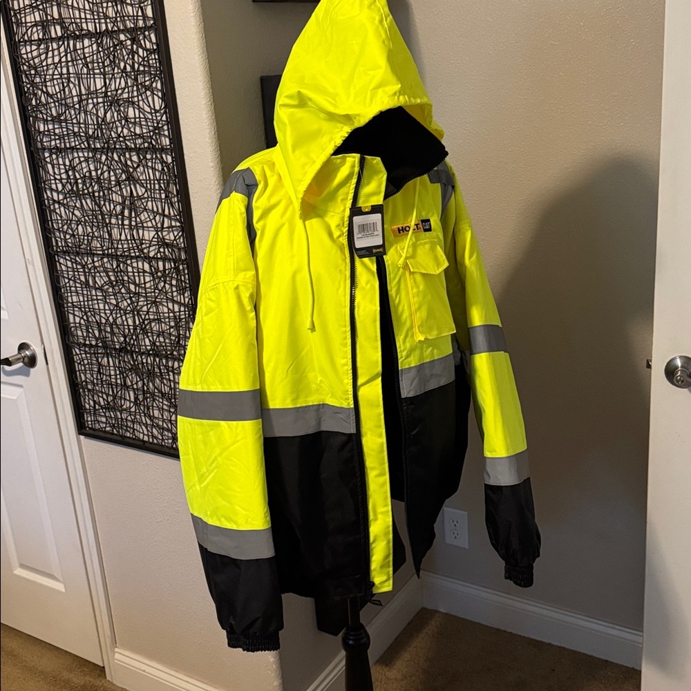 High-Visibility Yellow and Black Bomber Jacket